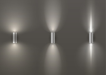 Set of different modern lamps with transparent shoulders and shadows. Vector graphics