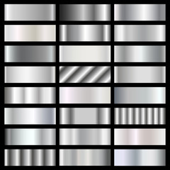 Silver, steel, chrome gradients vector set