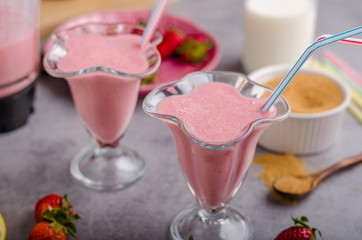 Milkshake strawberries drink