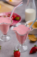 Milkshake strawberries drink