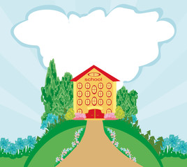 Naklejka premium Funny school building