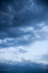 Obraz premium Beautiful clouds at sunset after rain as background .