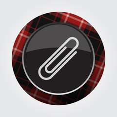 button red, black tartan - paper clip, paperclip