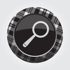 button with white, black tartan - magnifier icon