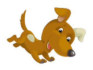 cartoon happy dog running and jumping - illustration for children