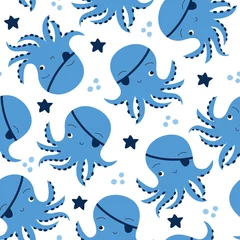 Gordijnen naadloze octopus patroon vectorillustratie © Larienn