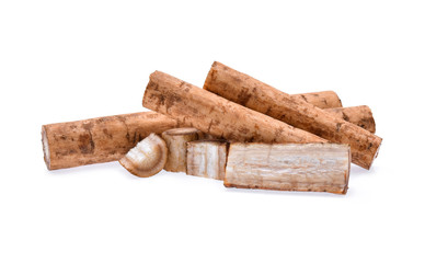 Burdock roots isolated white background.