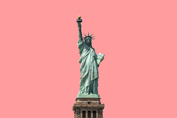 pojedyncze Statua Wolności na różowym tle Nowy Jork USA - 163360709
