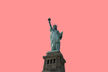 Fototapeta premium isolated Statue of Liberty on pink background New York City USA