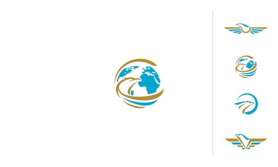 Fototapeta premium Eagles, wings, globes, world, emblem symbol icon vector logo