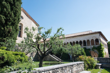 Fototapeta premium Abbey of Follina. Cloister and works of art.