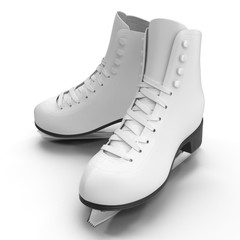 figure white skates isolated on white. 3D illustration, clipping path