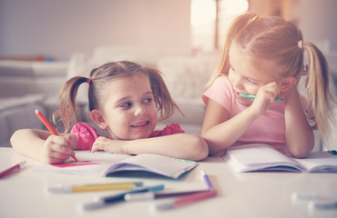 Cute little girls drawing.