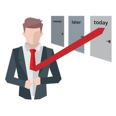 Successful businessman, business situations concept. Working in office, desire to succeed, teamwork and management