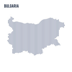 Vector abstract hatched map of Bulgaria with vertical lines isolated on a white background.
