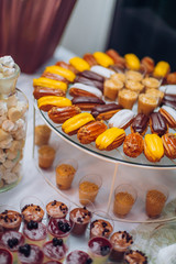 Delicious wedding reception candy bar dessert table