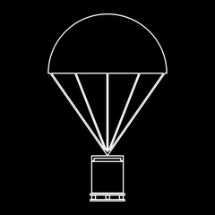 Parachute with cargo   the white path icon .