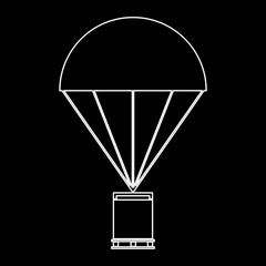 Parachute with cargo   the white path icon .