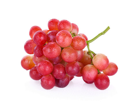 red grapes with water drops isolated on white background