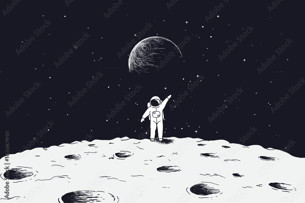 Canvas Prints astronaut stand on surface of moon