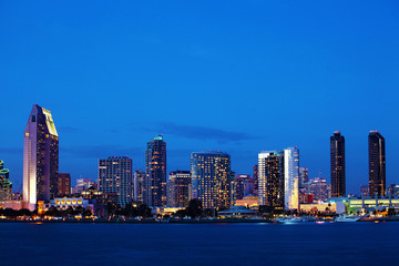 The San Diego skyline at night