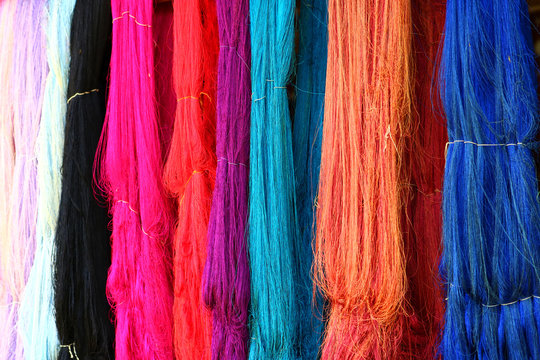 colorful silk yarn background