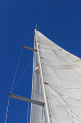 white sail against the blue sky