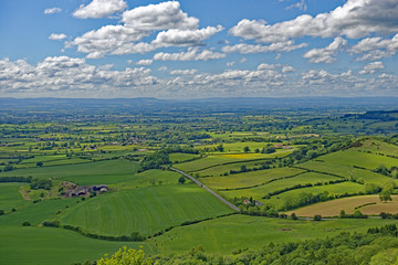 Overlook of the Vale of York from Sutton Bank in the Hambleton Hills near Thirsk, North Yorkshire, England