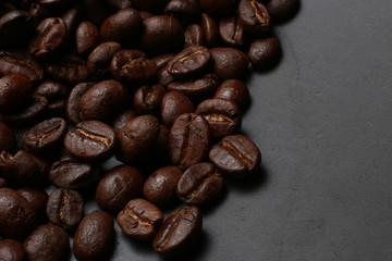 The Roasted coffee beans image closeup