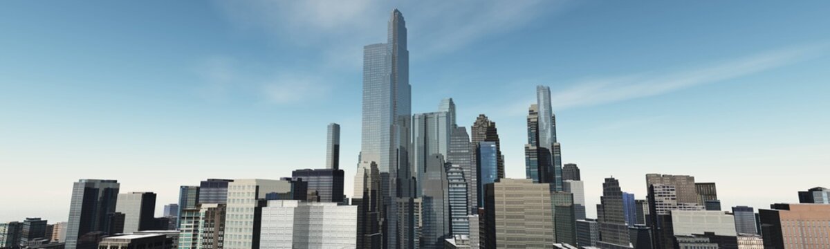 Beautiful view of the skyscrapers, modern city landscape, 3d rendering
