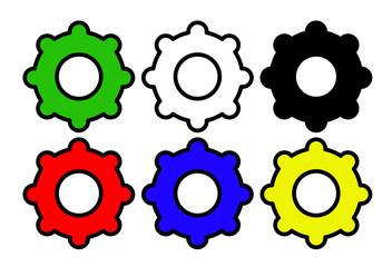 set of six gears for settings icon