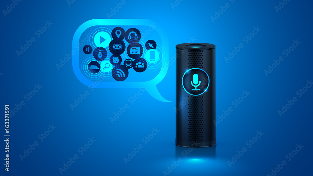Aufkleber smart speaker with voice control. voice control of your smart home. smart speaker reports the news, 