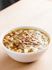 Japanese cuisine, curry buckwheat noodles with fermented soybeans