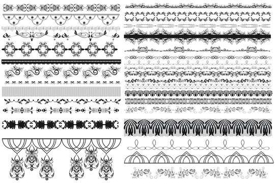 Big collection of vector decorative borders for design