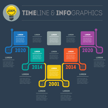 Business presentation or timeline concept with five options. Web Template of a info chart, diagram. Part of the report with logo or label and icons set. Vector infographic of technology process.