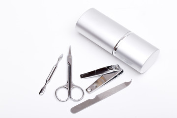 Cosmetic set on the white background