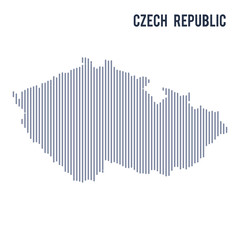 Vector abstract hatched map of Czech Republic with vertical lines isolated on a white background.