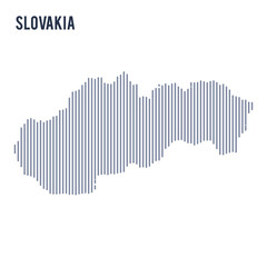 Vector abstract hatched map of Slovakia with vertical lines isolated on a white background.