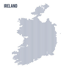 Vector abstract hatched map of Ireland with vertical lines isolated on a white background.