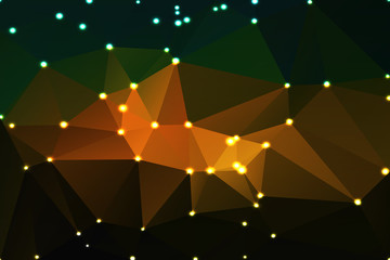 Brown orange green geometric background with lights