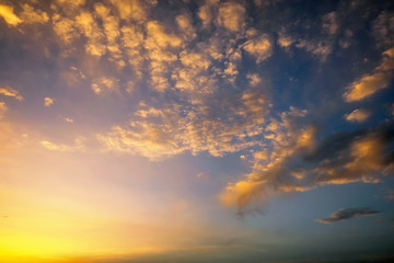 Beautiful stormy sunset sky. Cloudy abstract background.