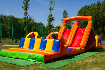 Inflatable big colofrull slide for kids in playground