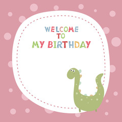 Greeting card with cartoon dinosaur.