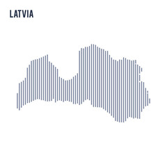 Vector abstract hatched map of Latvia with vertical lines isolated on a white background.
