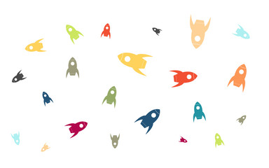 Viele bunte Raketen
