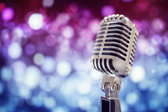 Vintage microphone on stage