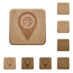 International route GPS map location wooden buttons