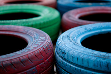 Colorful Tires at te Playground