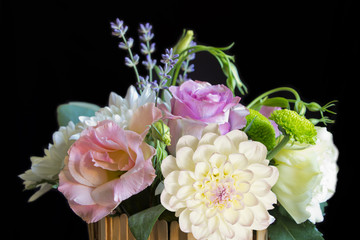 Bouqet of flowers.Floristic composition  isolated on black