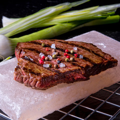 Steak on hot salt stone